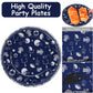 Football Party Plates And Napkins Supplies Kit Serve 25, Cowboy Navy Blue Football Rugby Tableware Kit Football Disposable Paper