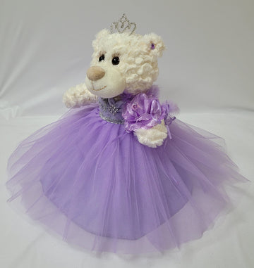 KINNEX COLLECTIONS SINCE 1997 12'' Quince Anos Teddy Bear with Dress Embroidery Mis 15 Anos (Centerpiece) ~ B09631-5 (Lavender)