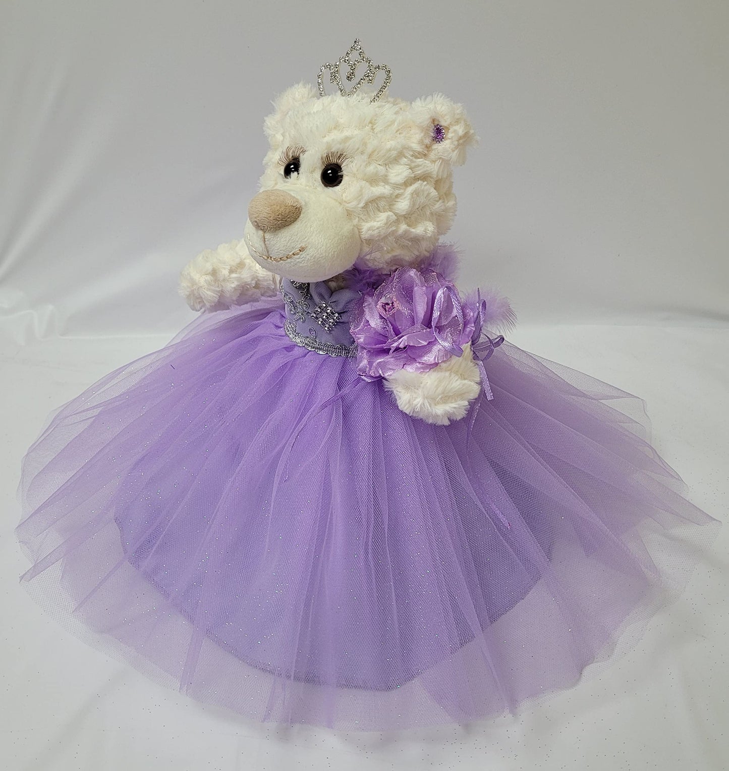 KINNEX COLLECTIONS SINCE 1997 12'' Quince Anos Teddy Bear with Dress Embroidery Mis 15 Anos (Centerpiece) ~ B09631-5 (Lavender)