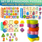 Quokka Wooden Puzzles For Toddlers 2-4 - Chunky Toddler Puzzles Ages 3-5 - Learning Travel Game With Numbers Alphabet Shapes - Wood Educational Gift For Boys And Girls
