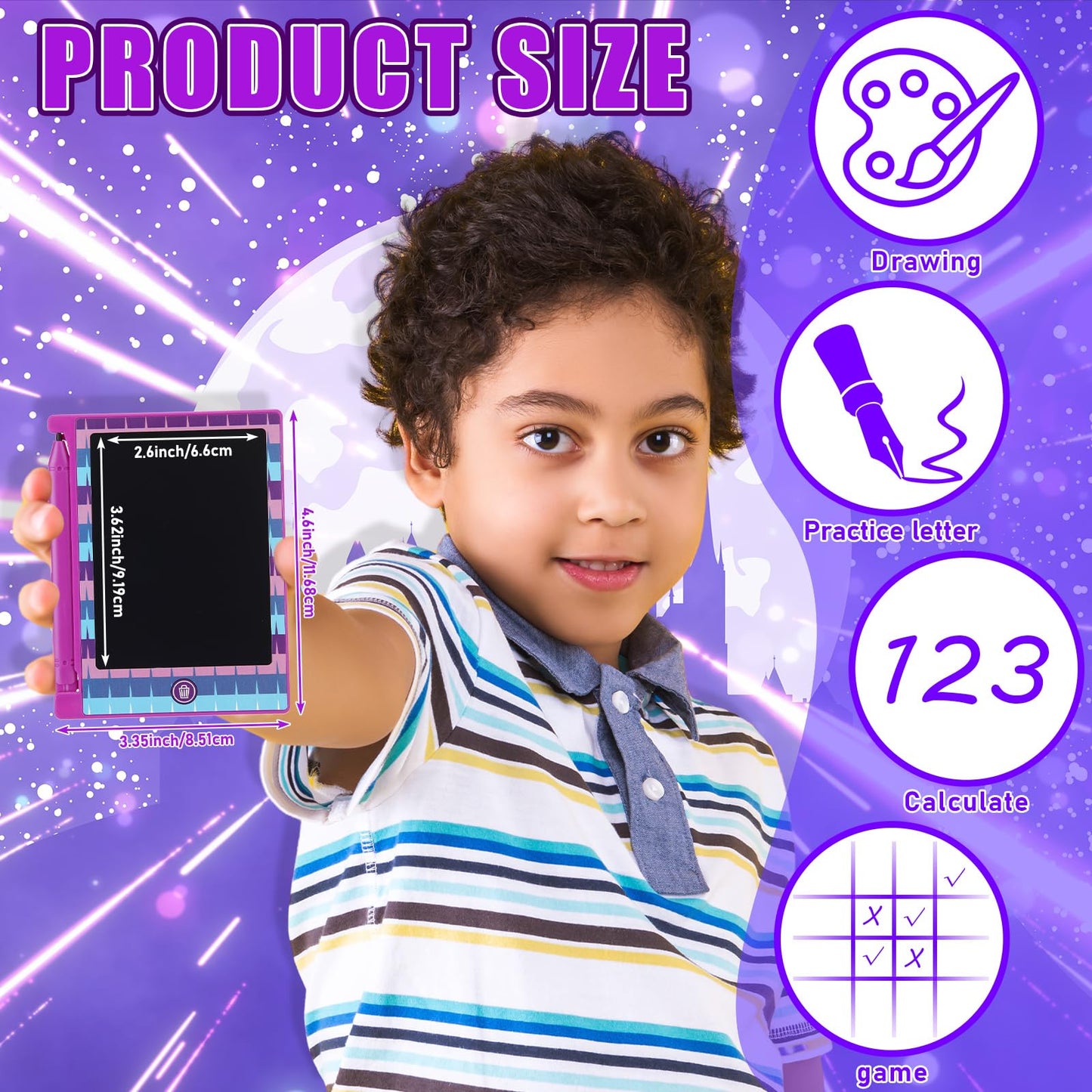 Nezyo 12 Pack Video Game Kids Party Favors, LCD Writing Tablet for Kids, 4.6 Piata Gaming Mini Board Drawing Tablet, Video Gam