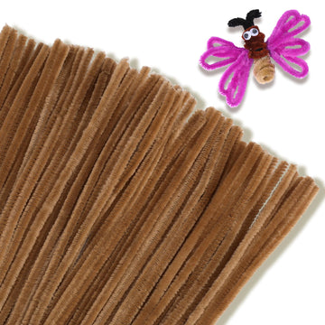 Giwrmu 100 Pieces Pipe Cleaners Chenille Stem, Light Brown Pipe Cleaners Craft, Fuzzy Sticks Craft Supplies, Colored Pipe Cleane