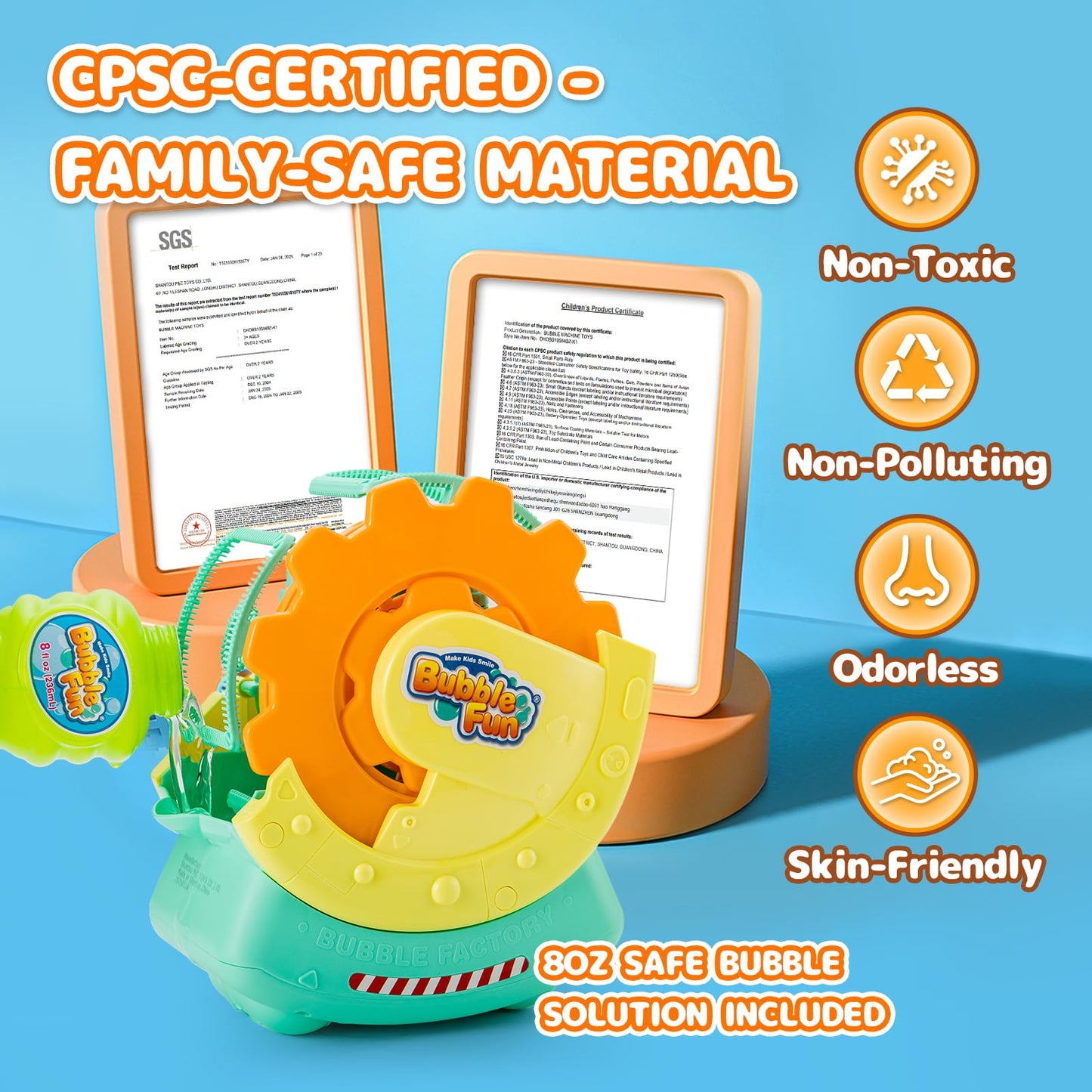 Rechargeable Bubble Machine for Kids - Extra Large Bubbles with Bubble-in-Bubble Effects  Fast Automatic Bubble Maker Toy with 8oz Solution  Bubble Blower for Indoor/Outdoor Play  Party  Wedding  Gift