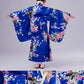Crfasibe Japanese Kimono Dress Anime Cosplay Costumes For Women Girls Party Fancy Dress Set Royal Blue 140Cm