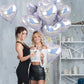 Glitter Silver Foil Heart Balloons, 10Pcs Silver Heart Shape Balloons, Valentines Balloons 18Inch Love Foil Balloons Helium For