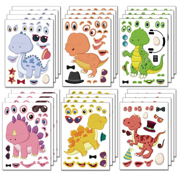 24 Pieces Make Your Own Dinosaur Stickers Make A Face Stickers For Kids Toddlers With Dinosaur System Diy Craft Stickers Kids Pa