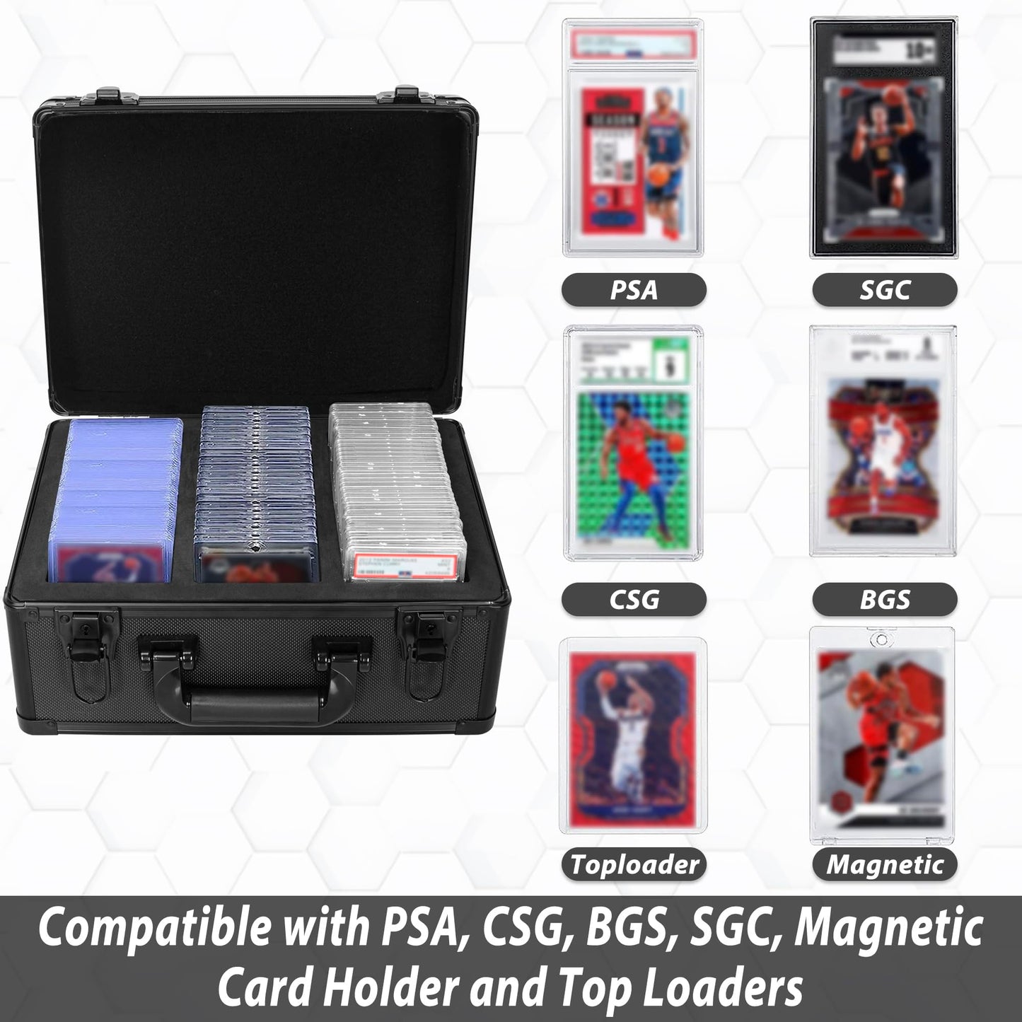 Ouutmee Graded Card Case - Aluminum Alloy Graded Card Storage Box Compatible With 100 Card Slabs - The Sports Trading Card Case