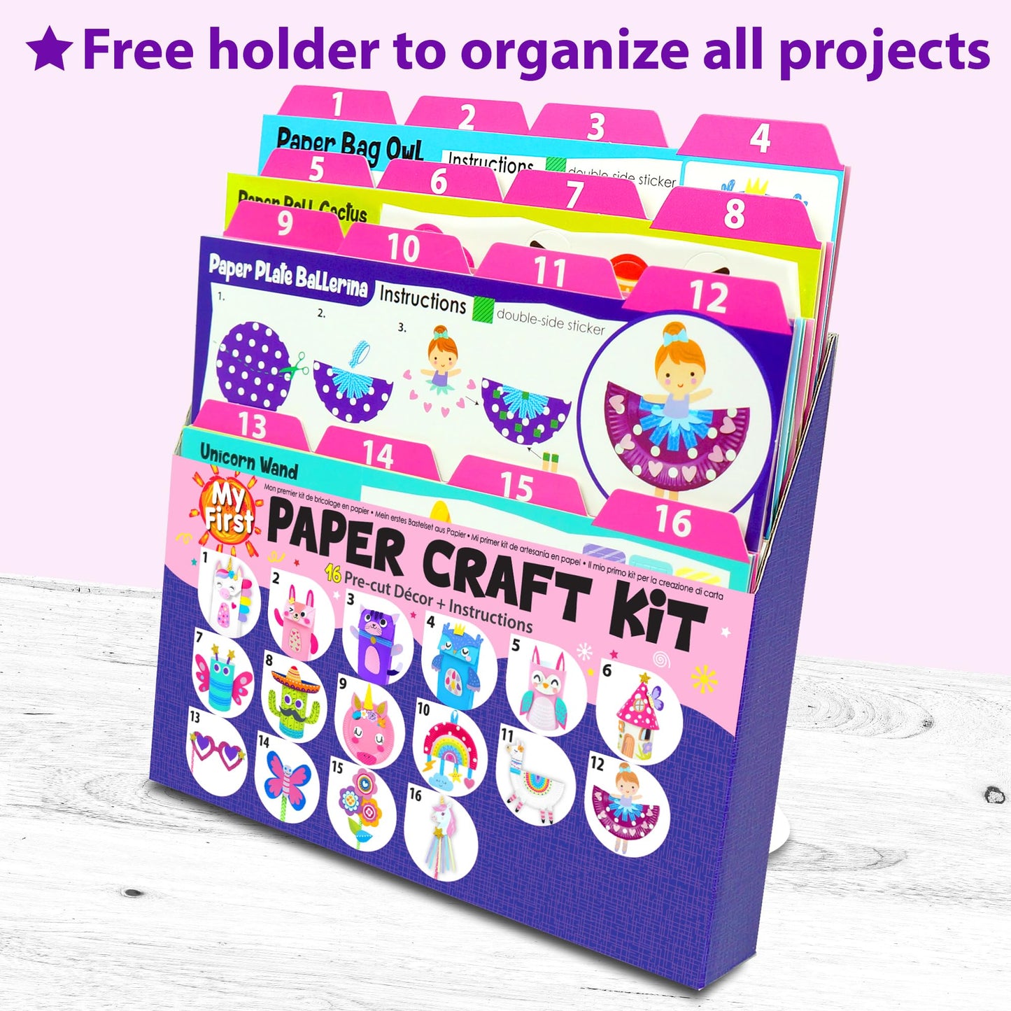 KRAFUN Unicorn Bunny Paper Craft Kit for Ages 3-8, 18 DIY Projects, Girly Paper Crafts