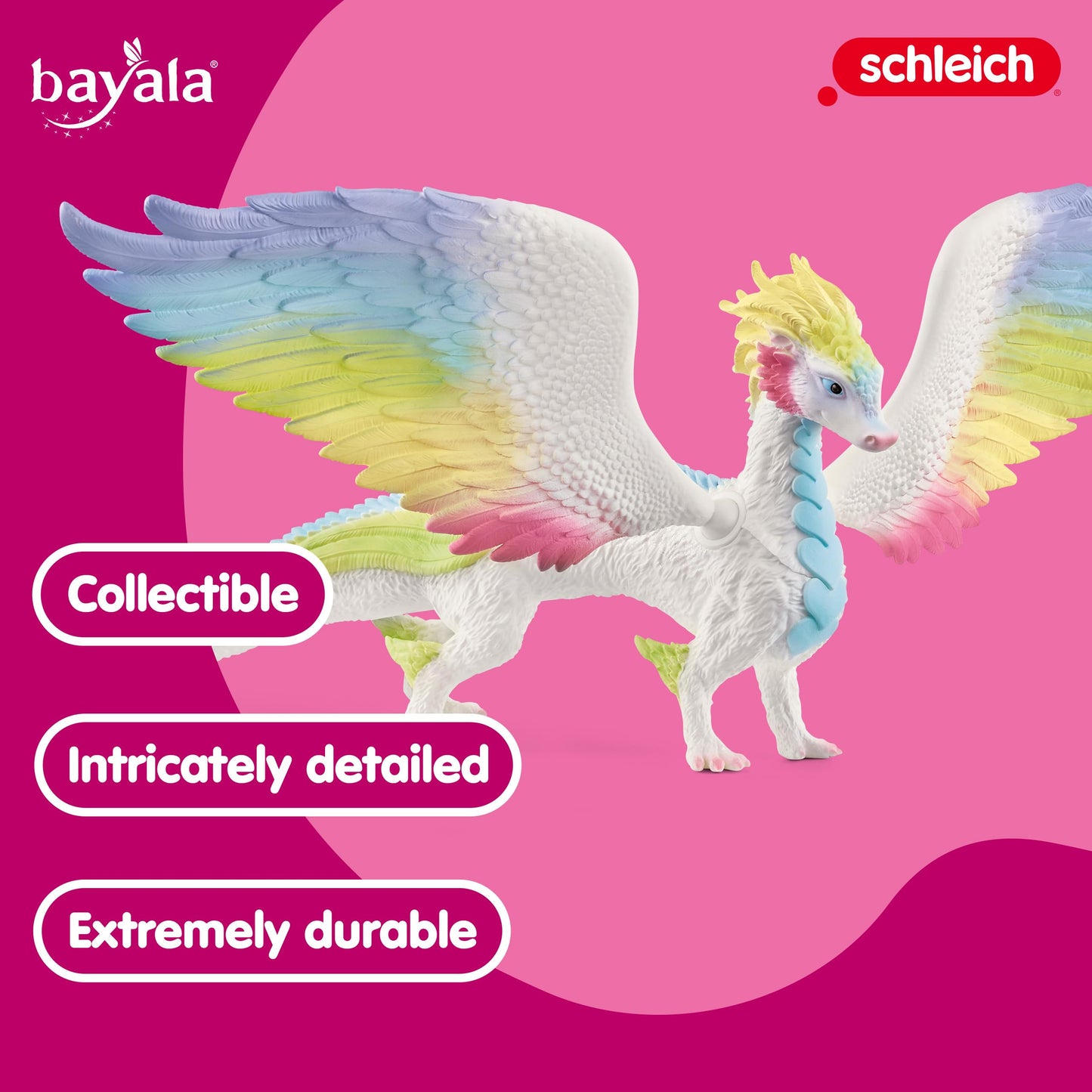 Schleich Bayala, Mythical Creatures Toys For Kids, Rainbow Dragon Toy Figurine With Movable Wings, Ages 5+