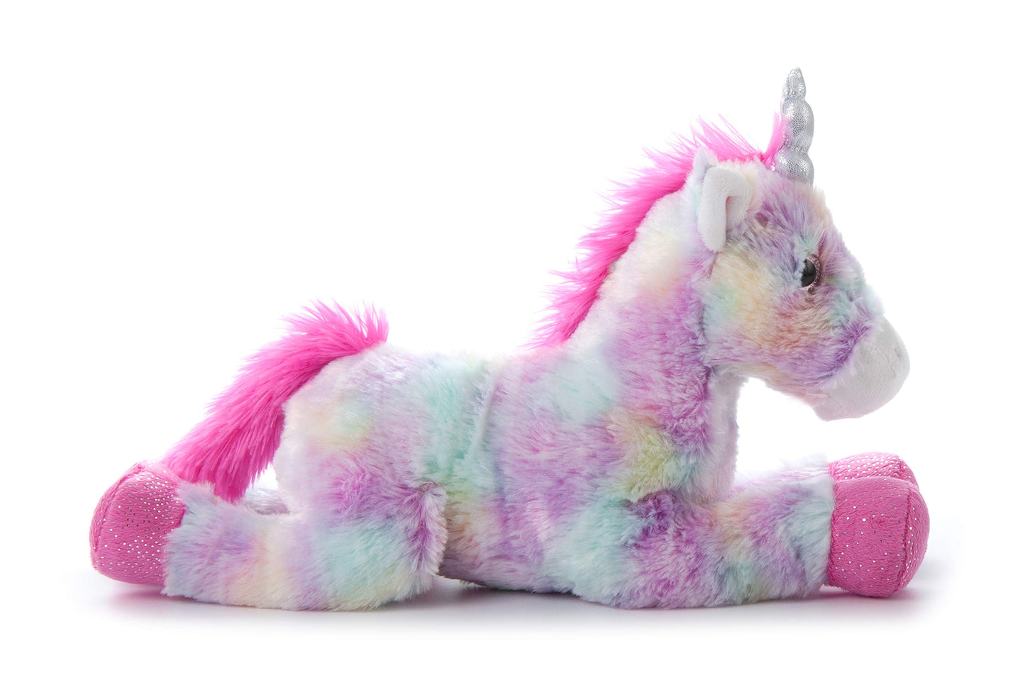 The Petting Zoo Unicorn Stuffed Animal Plush Toy - 14" Tie Dye Rainbow with Silver Horn