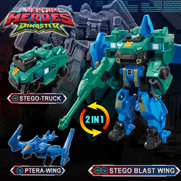 Quantum Heroes Dinoster Transforming Toys, 2-In-1 Transforming Robot Stego Blast Wing, 6.7-Inch Action Figure Children'S Robot T