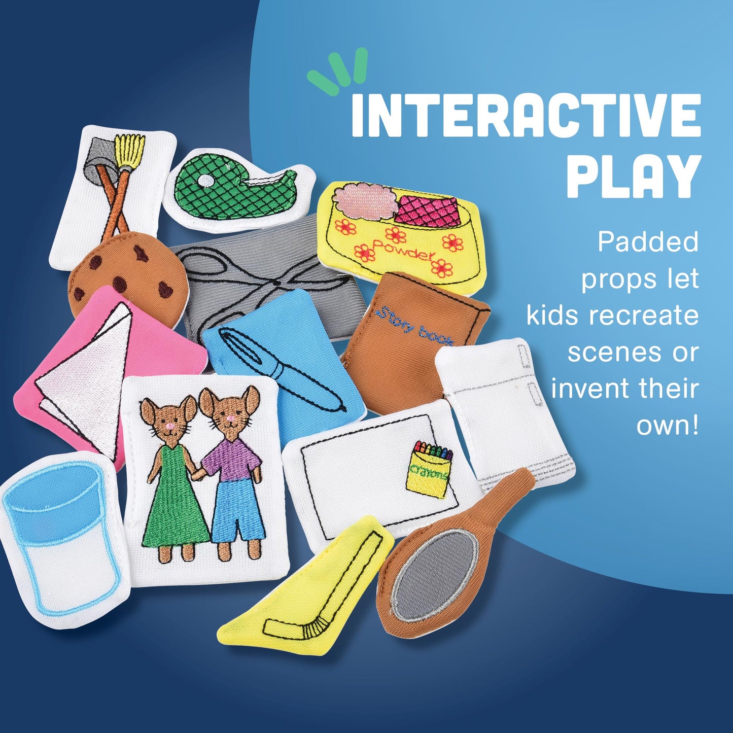 Constructive Playthings Plush Hand Puppet Set - If You Give a Mouse a Cookie, 16-Pieces for Literacy & Visual Learning, Fabric, Model MTC-325