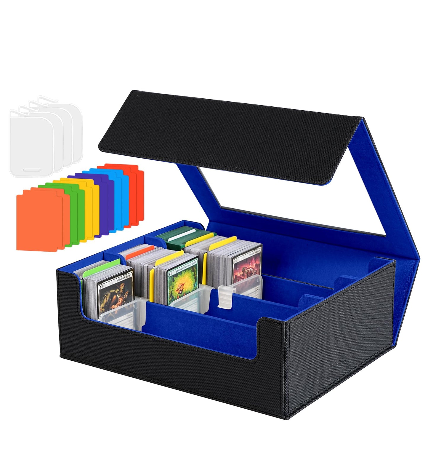 NEWLOOP Trading Card Storage Box - 2400+ Commander Card Deck Case with See-through Display Top for Magic the Gathering YuGiOh, T