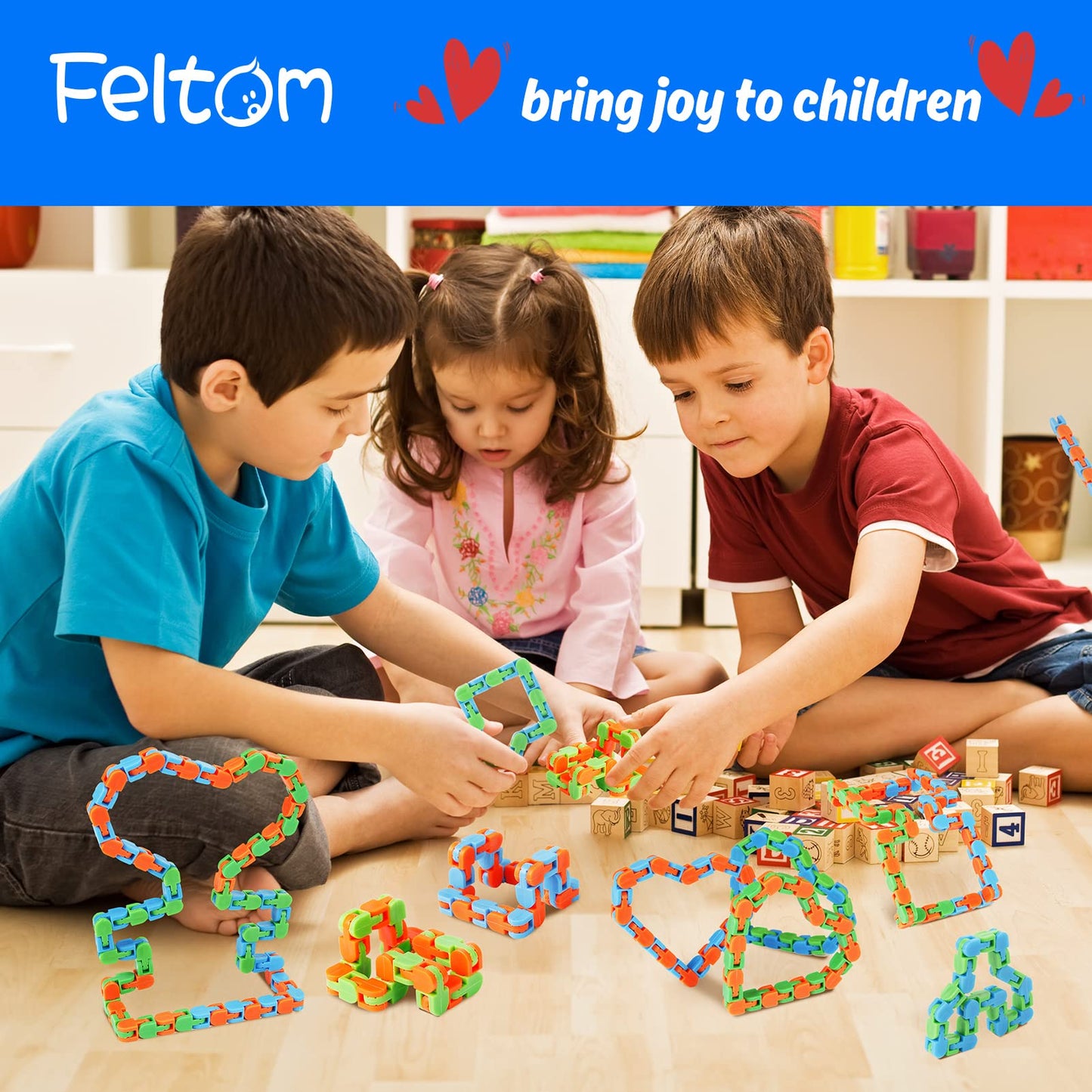 Feltom 28 Pcs Valentines Day Gifts For Kids - Wacky Tracks Fidget Toy Valentines Cards For Kids Finger Fidget Sensory Stress Rel