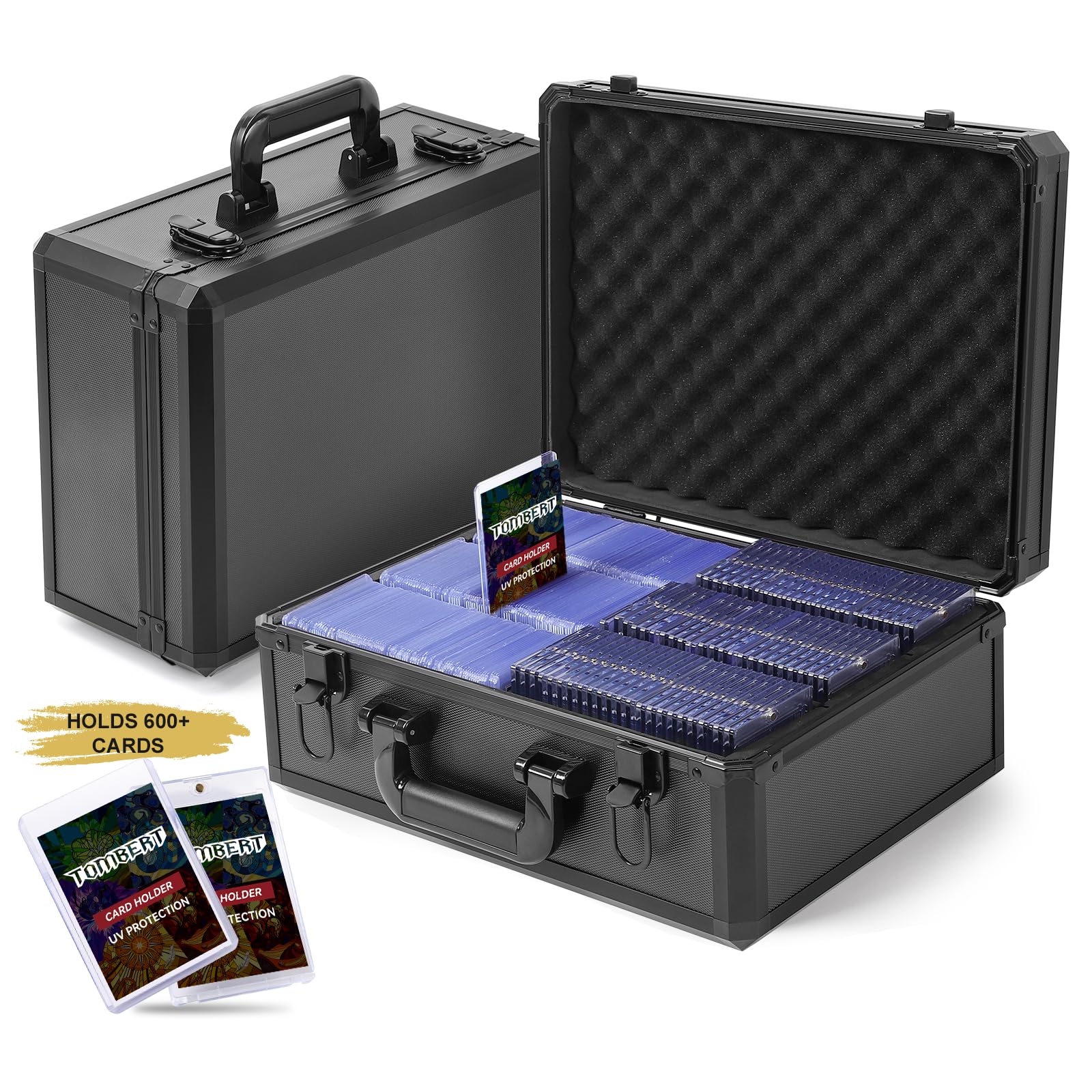 (2025 New Upgrade) Toploader Storage Plus Box For 3' X 4' 35Pt Rigid, Card Holders For Toploaders, Trading Cards & Sports Cards, Trading Card Case (Holds 600+ Cards) (Black)