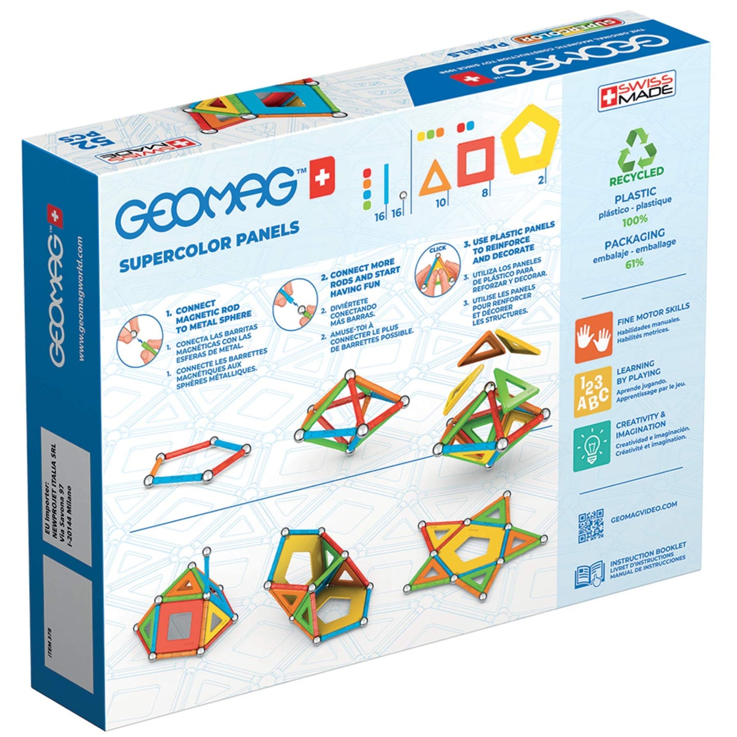 Geomag Magnetic Toys | Magnets For Kids | Stem-Endorsed Educational Building Set Made From 100% Recycled Plastic | Storage Box |