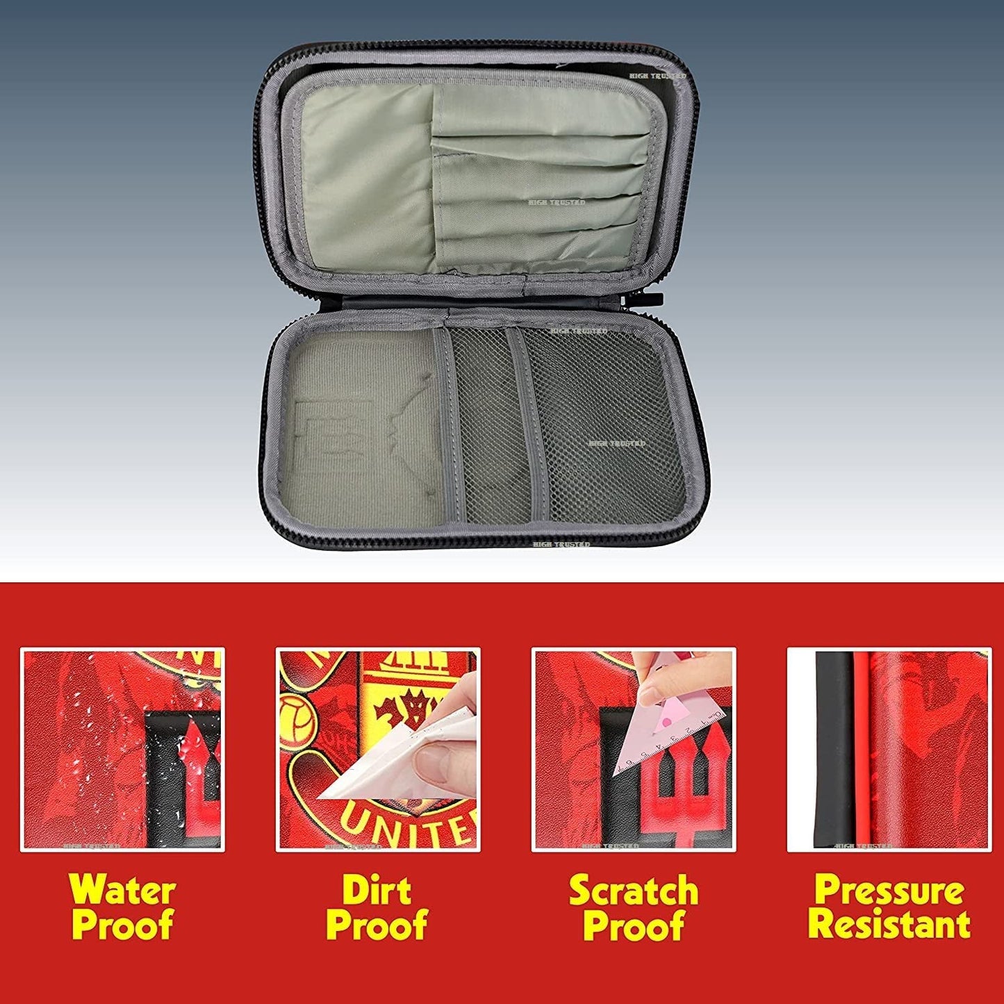 High Trusted Manchester United Printed 3D Pencil Case With Compartments, Pencil Pouch Box Ideal For Kids, School Supply Organize