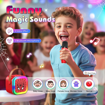 Led Karaoke Machine Toy: Mini Microphone For Kids 4 5 6 7 8 9 10 Year Old Boys Girls Toys Easter Birthday Gifts Portable Bluetoo