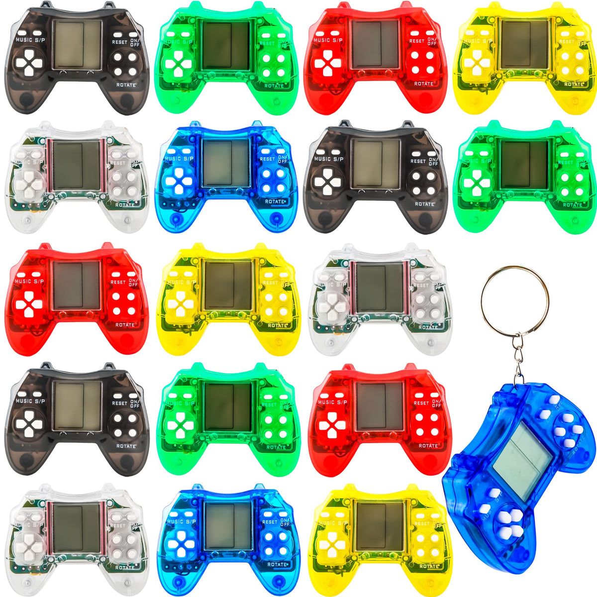 Conagel 18 Pack Mini Video Game Keychain Small Gamepads Keychains for Video Game Party Favors Birthday School Party Gifts, Color