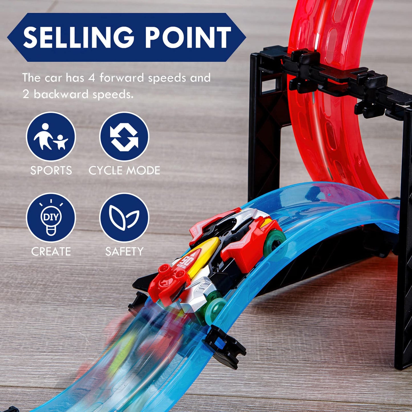 Insgen Slot Car Race Track Sets For Kids, Hot Magnetic Wheels Attraction Track Builder, Electric Remote Control Track Car Birthd