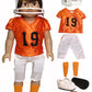 Orange and Black Football Uniform 6pc for 18-Inch Dolls | enhanced Quality & Trendy Design | Dolls Clothes