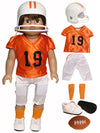 Orange and Black Football Uniform 6pc for 18-Inch Dolls | enhanced Quality & Trendy Design | Dolls Clothes