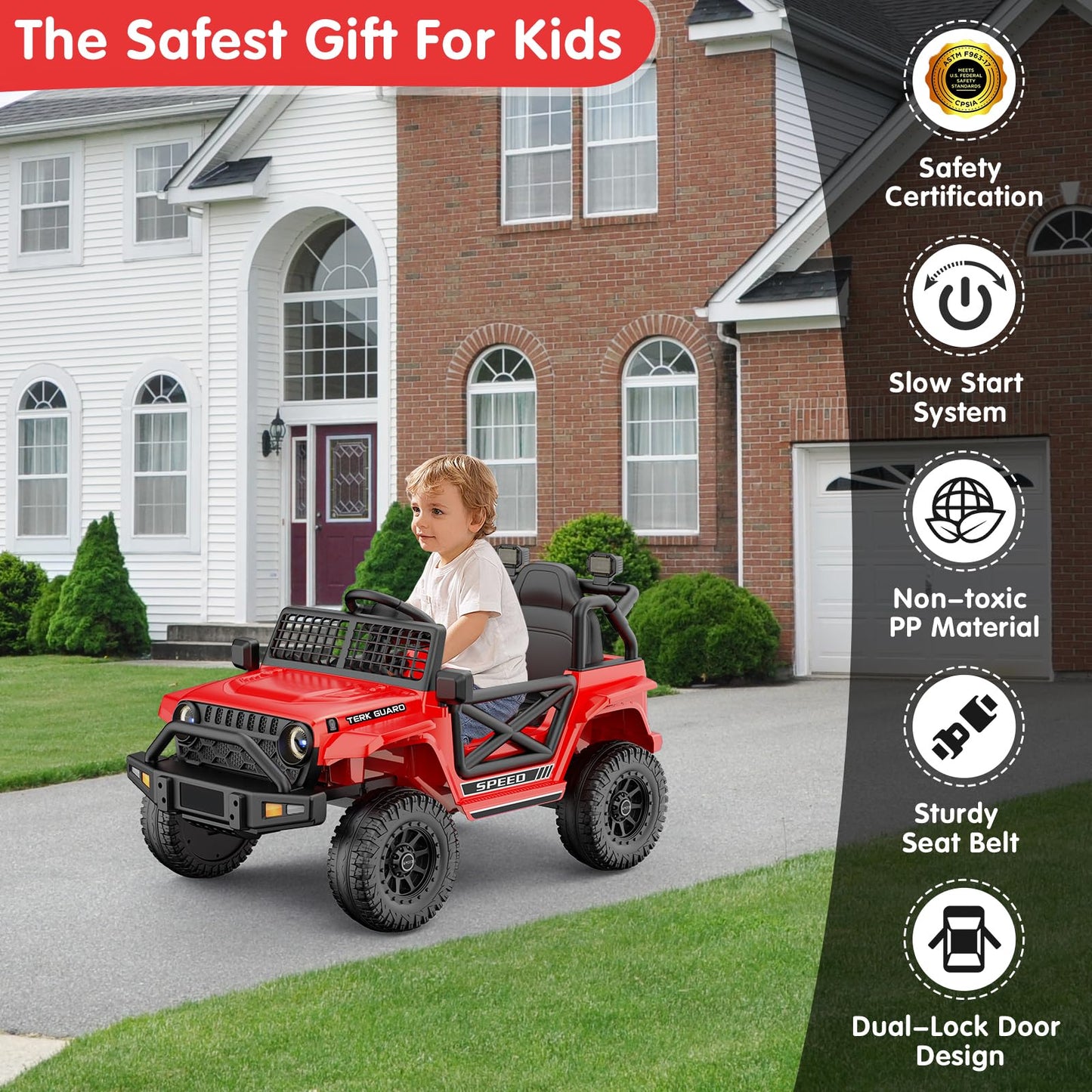 Yuntopkis Ride On Truck,12V7Ah Electric Jeep Car For Toddlers 1-3, Power Wheels With Parent Remote Control For Kids Christmas &