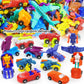 SCKTYZS Mini Transform Robot Car for Toddler, Converting Action Figures Include Pink Sports Car Red Police Car Blue Plane, Girl