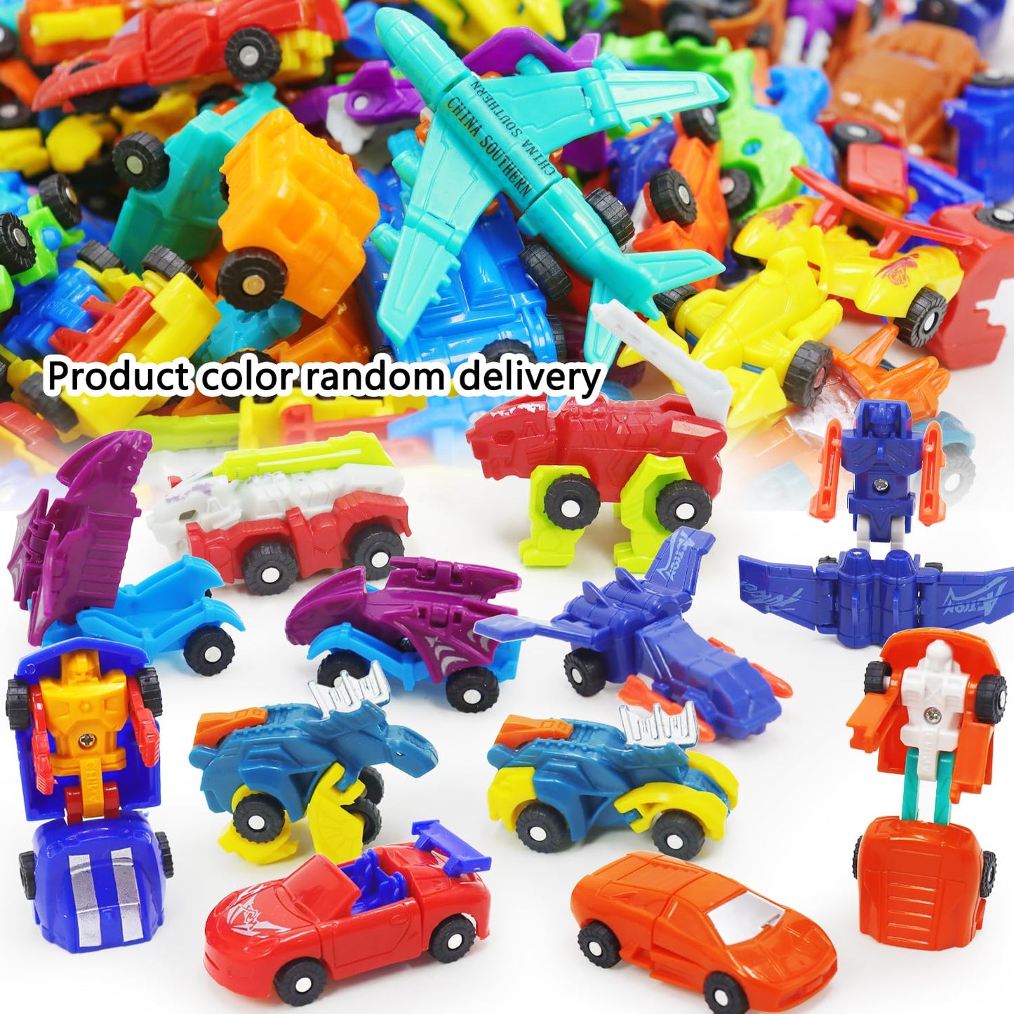 SCKTYZS Mini Transform Robot Car for Toddler, Converting Action Figures Include Pink Sports Car Red Police Car Blue Plane, Girl