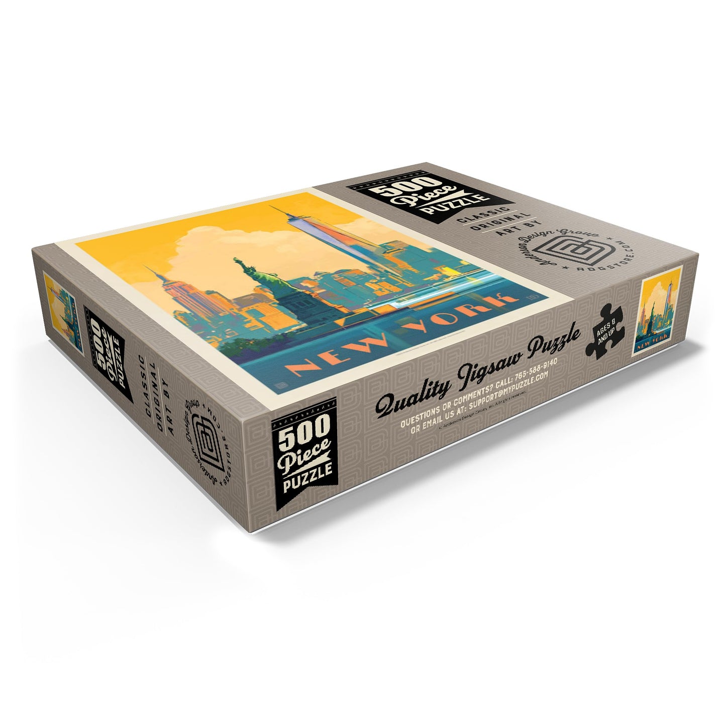 Mypuzzle New York City: Skyline Glow, Vintage Poster - Premium 500 Piece Jigsaw Puzzle For Adults