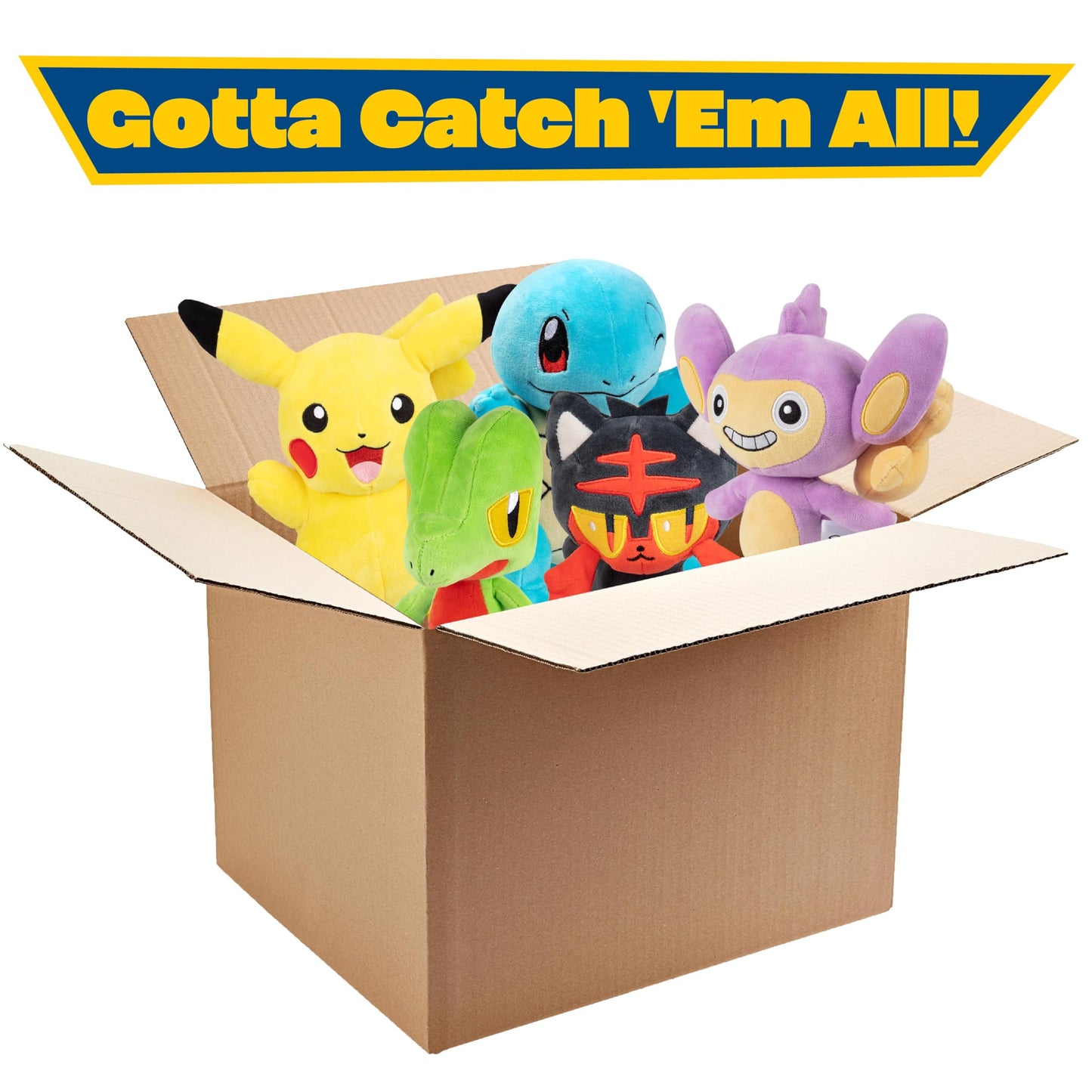 Pokemon 8'' Plush Mystery Blind Box 5-Pack - Receive 5 Assorted Figures & Starters - Officially Licensed - Authentic Stuffed Ani