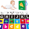 52 PCS Baby Visual Stimulus Cards  Double-Sided High Contrast Black and White  Colorful Alphabet Words Flashcards  Visual Sensory Development Montessori Cards Set for Newborn Baby  Kids  Preschool