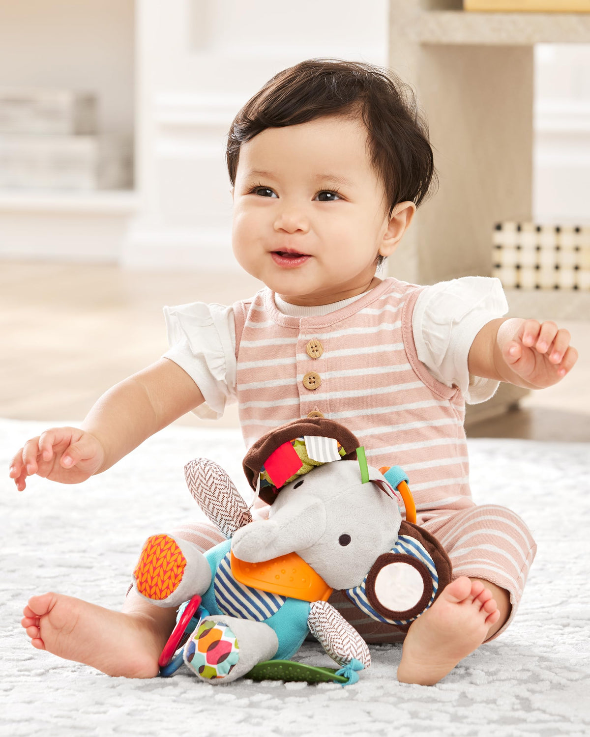 Elephant Teether with Rattles, Crinkles & On-the-Go Playtime Fun!