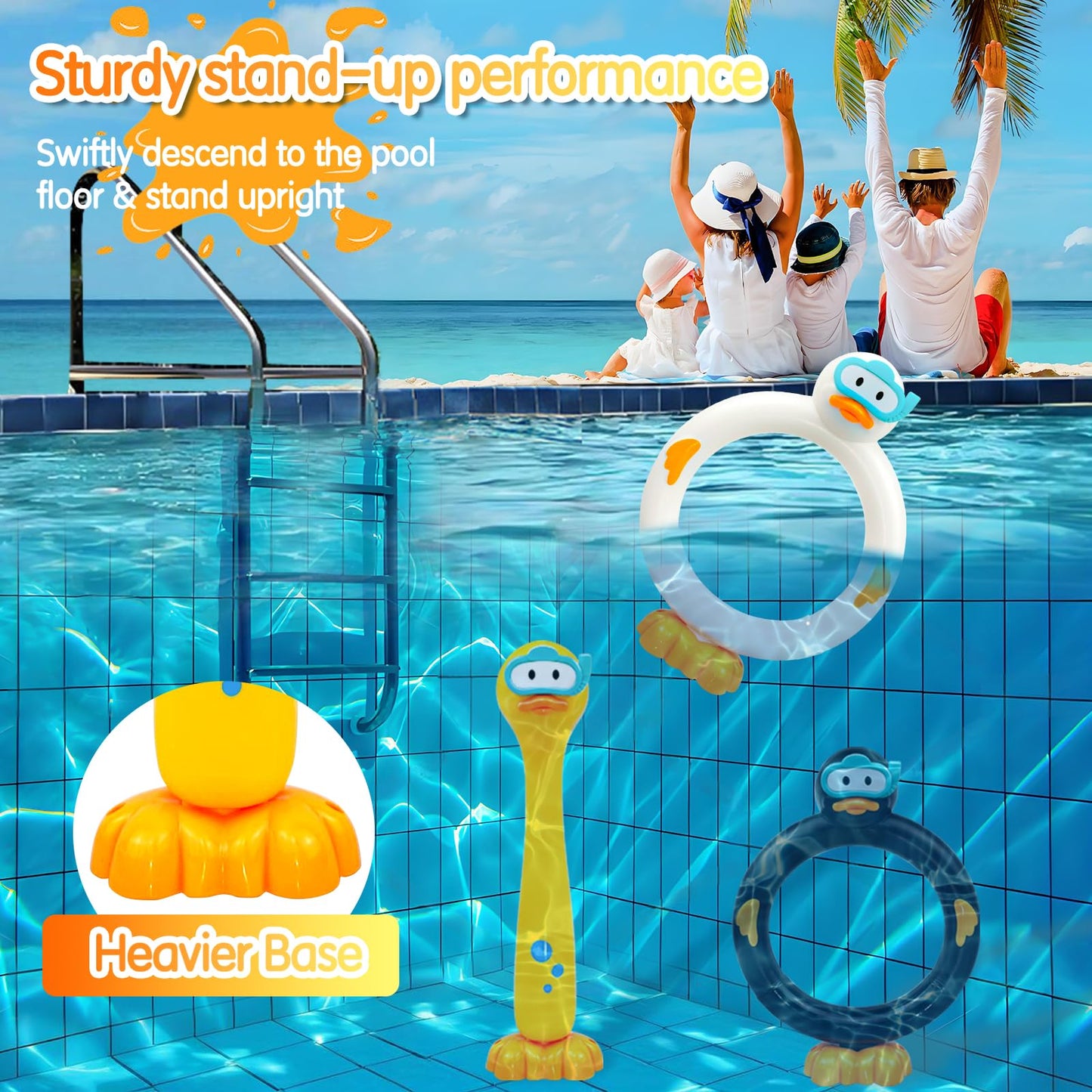 zeeloopbee Duck Swimming Diving Sticks Pool Toys for Kids Ages 4-8  3pcs Training Sinking tossing Dive Toy for Kid Diving  Summer Underwater Sinking Pool Toys for Kids Ages 8-12 (Duck Sticks)