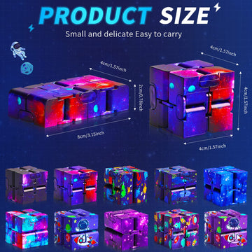 20 Pcs Galaxy Infinity Cube Toy Bulk with Bag Mini Blocks Cube Gadget Sensory Toy Stress Anxiety Relief Magic Puzzle Flip Hand H