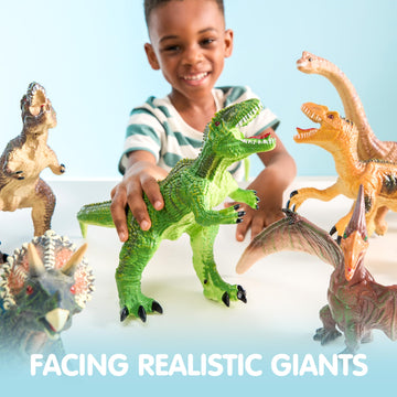 Joyin Big Dinosaur Toys For Toddlers, 6 Piece Large Soft Dinosaur Figures With An Educational Book, Jumbo Realistic Toys For Boys And Girls Gift, Kids Ages 1 2 3 4 5
