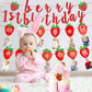 Strawberry 1St Birthday Photo Banner Baby Fruit Strawberry Birthday Photo Banner For Newborn To 12 Months Milestone Photograph B