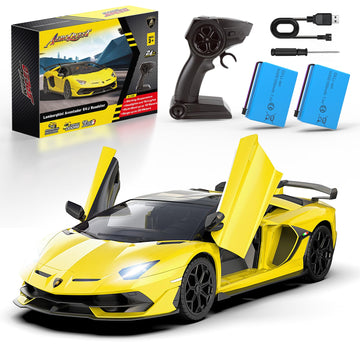 AEROQUEST Lamborghini Remote Control Car, Officially Licensed 1:14 Lambo RC Car for Boys Girls Birthday Gift, Yellow Toys for 3 