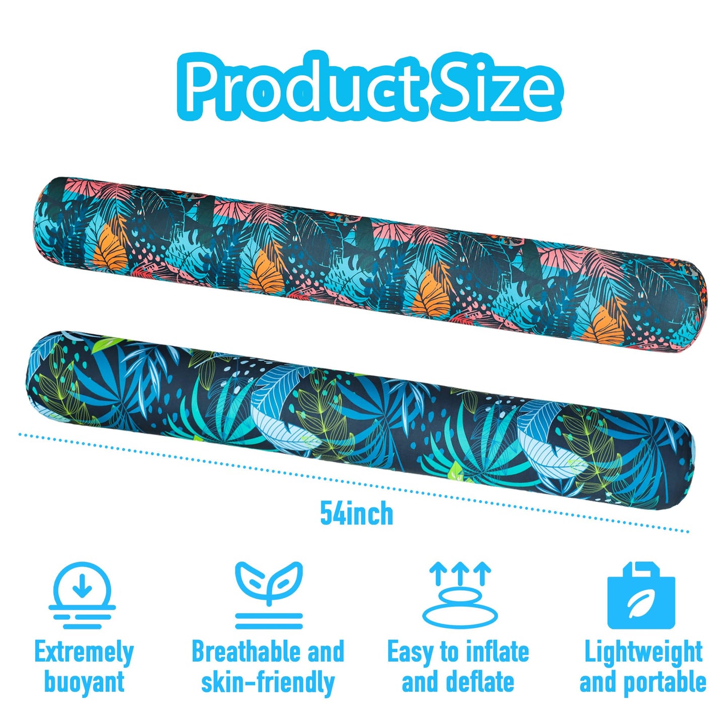 FindUWill 2 Pack Inflatable Swim Pool Noodles - Soft Fabric Covered Large Swim Noodles for mature-themeds  enhanced Buoyancy for Swimming Floating  Pool Floats Toys for Pool Accessories (Blue & Pink)