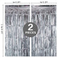 PIGETALE 2 Pack Silver Foil Fringe Curtain Backdrop, 3.2Ft x 8.2Ft Metallic Tinsel Foil Fringe Streamer Curtains for Party Photo
