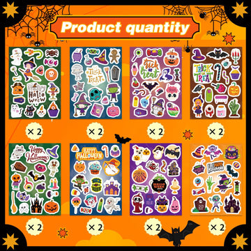 16 Sheets Halloween Stickers For Kids Halloween Theme Stickers Non-Repeating,Halloween Goodie Bag Fillers Halloween Party Favors