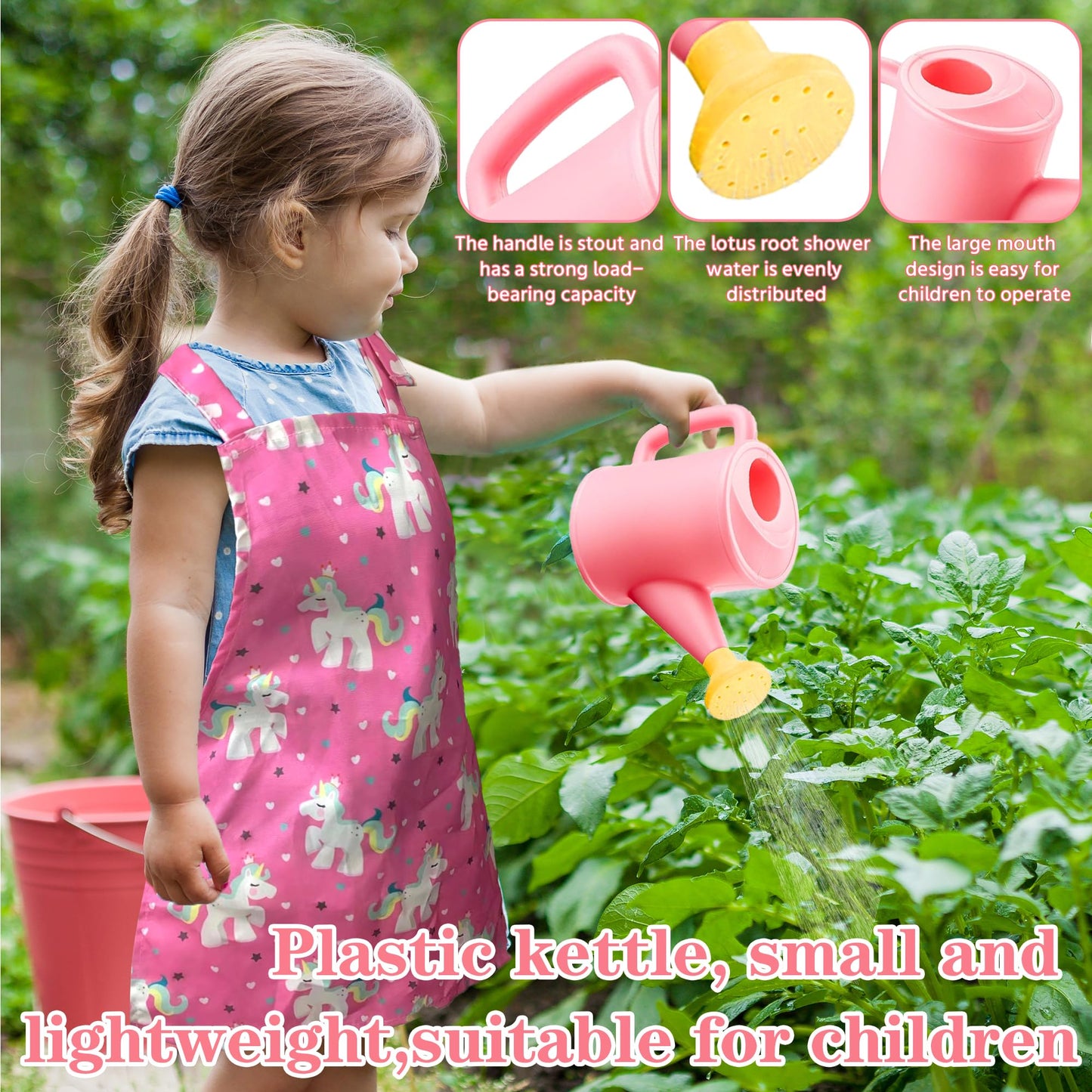 Wnj Kids Gardening Tools Set, Garden Toy Kit, With Handbag, Rake, Shovel, Trowel, Watering Can, Gloves, Handbag, Flower Pot, Diy