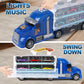 Dwi Dowellin Carrier Truck Toys for Kids,5-FT Hauler Truck with Ejection Race Track and 16 Die-Cast Metal Toy Cars,Car Toy Gift
