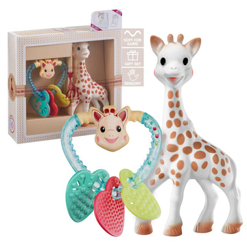 Sophie La Girafe Sophiesticated - The I Love Sophie Set | Includes Sophie La Girafe & Heart Rattle | Handcrafted In France | Com