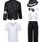 Dance Star Kids Costume For Boys 80S 90S Pop Stage Cosplay Party Halloween Role Play Black 3-5T