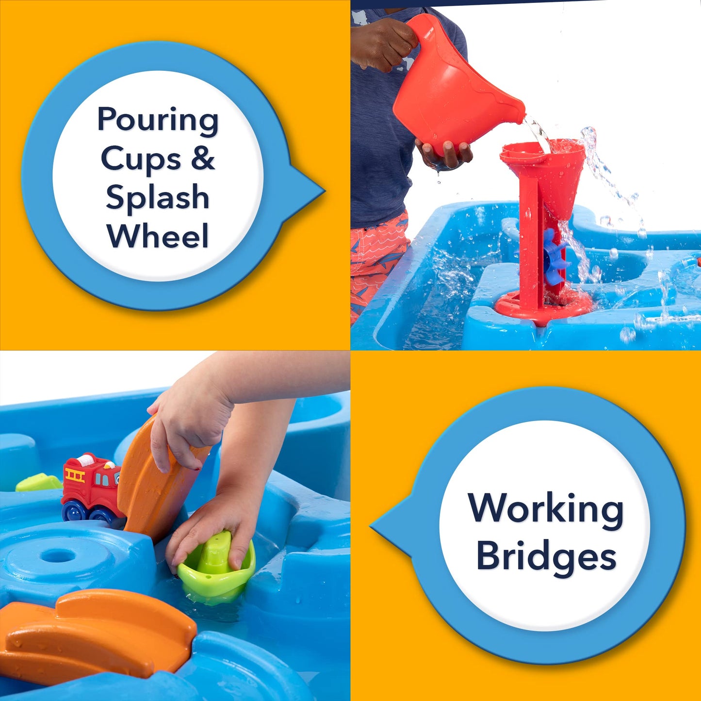 Simplay3 Big River And Roads Water Play Table, Outdoor Activity Table With Track Toys For Toddlers And Kids, 9 Accessories Inclu