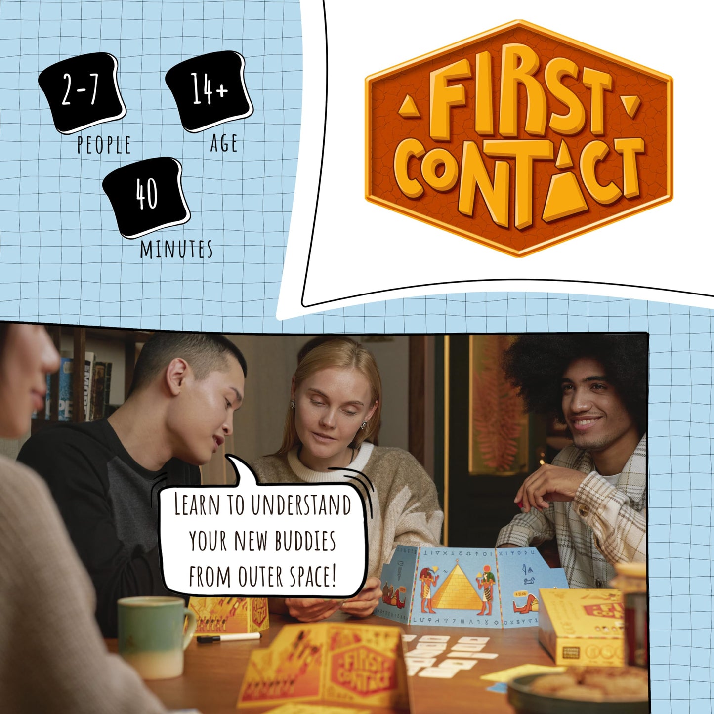 Roast & Toast Games First Contact Board Game | Adventure Game for 2-7 Players | Ages 12+ | Cardboard | Model HJW300619