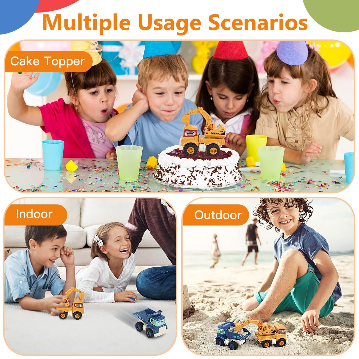 Olbyefly Construction Toys for 2 3 4 5 Years Old Boys Girls Kids Toddlers, Sandbox Excavator Toy Construction Truck Toys Vehicle