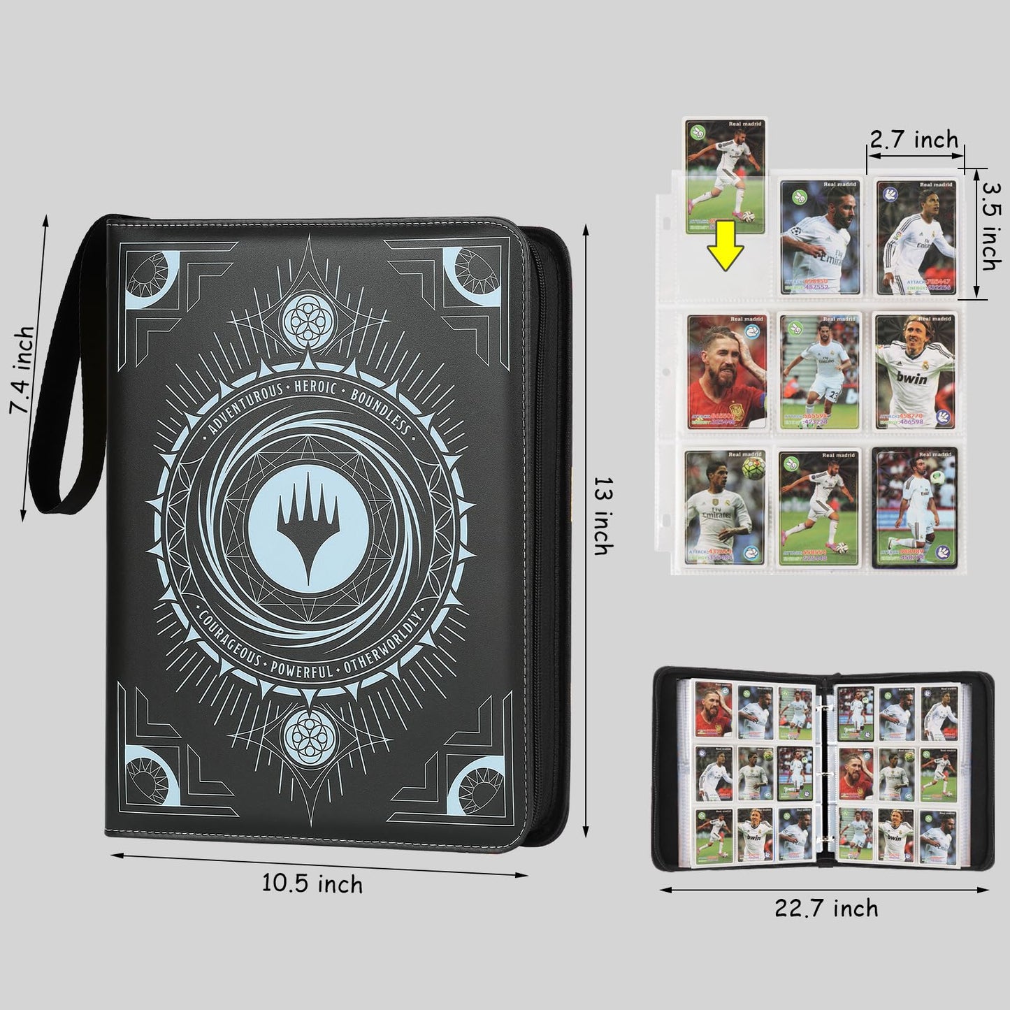 Arkeiliy Card Binder 9-Pocket  enhanced Trading Card Binder  Double Sided Pocket Collection Binder  Collector Album  Card Holder Holds 720 Cards for MTG TCG Yugioh Game Cards