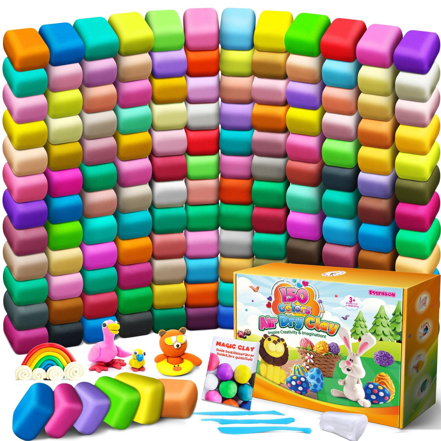 ESSENSON Air Dry Clay 150 Colors, Modeling Clay for Kids, DIY Molding Magic Clay for with Tools, Toys Gifts for Age 3 4 5 6 7 8+